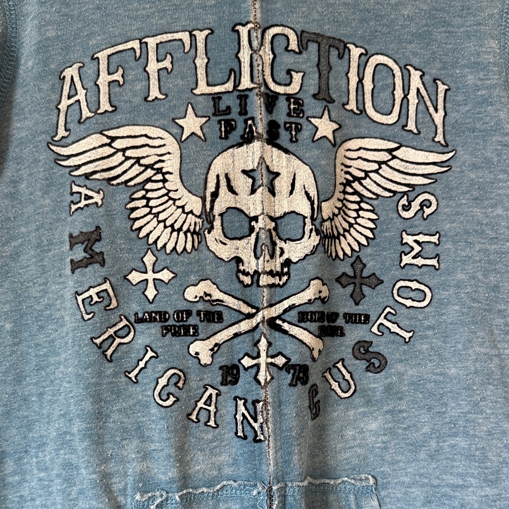 Vintage Affliction Blue Skull Graphic Sweatshirt